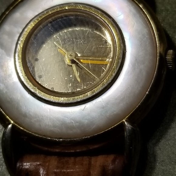 Genuine Guess Watch Retro Mother of Pearl Face Rim Women Watches Working - Picture 3 of 8